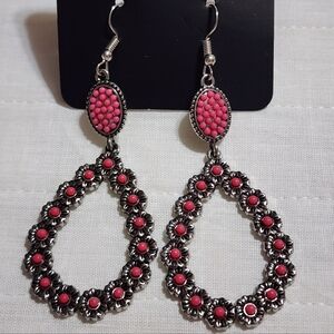 Paparazzi Pink and Silver Floral Earrings